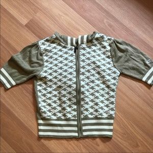 O’Neil cropped half sleeve herringbone knit hoodie